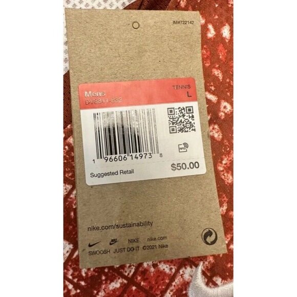 Nike Court Dri-Fit Victory Tennis DV8841-832 Rugged Orange/White Large $50 NWT - Picture 4 of 5